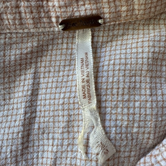 Free People Love Her Madly Gingham Check Print Top Size Medium - Picture 6 of 11